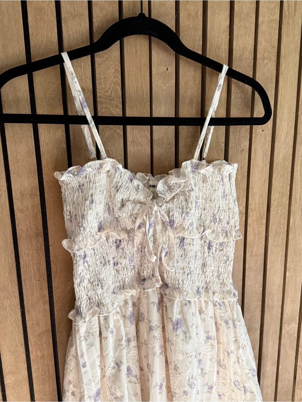 ADORA Cream Midi Dress with Lavender Floral Print - Picture 3 of 4
